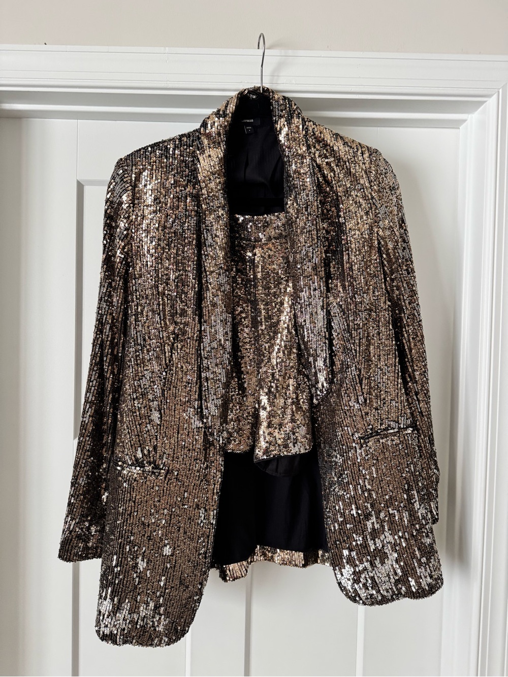Sequined Metallic Blazer and Shorts set - Bronze/Gold